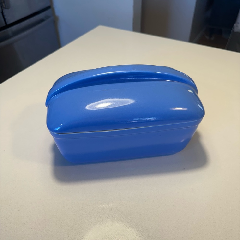 Hall Pottery Mid Century Style Refrigerator Dish, 8.5" Long Blue - Picture 2 of 9